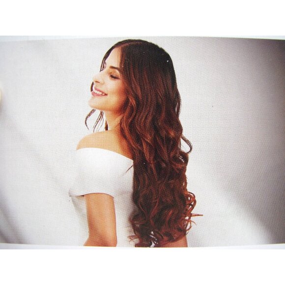 NEW Reecho Chocolate Brown 2pc Clip In Hair Extensions Long Straight Wavy Thick - Picture 5 of 13